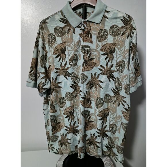 CARIBBEAN, Men Polo Shirt with Shells/Leaves, Size M - Picture 1 of 5